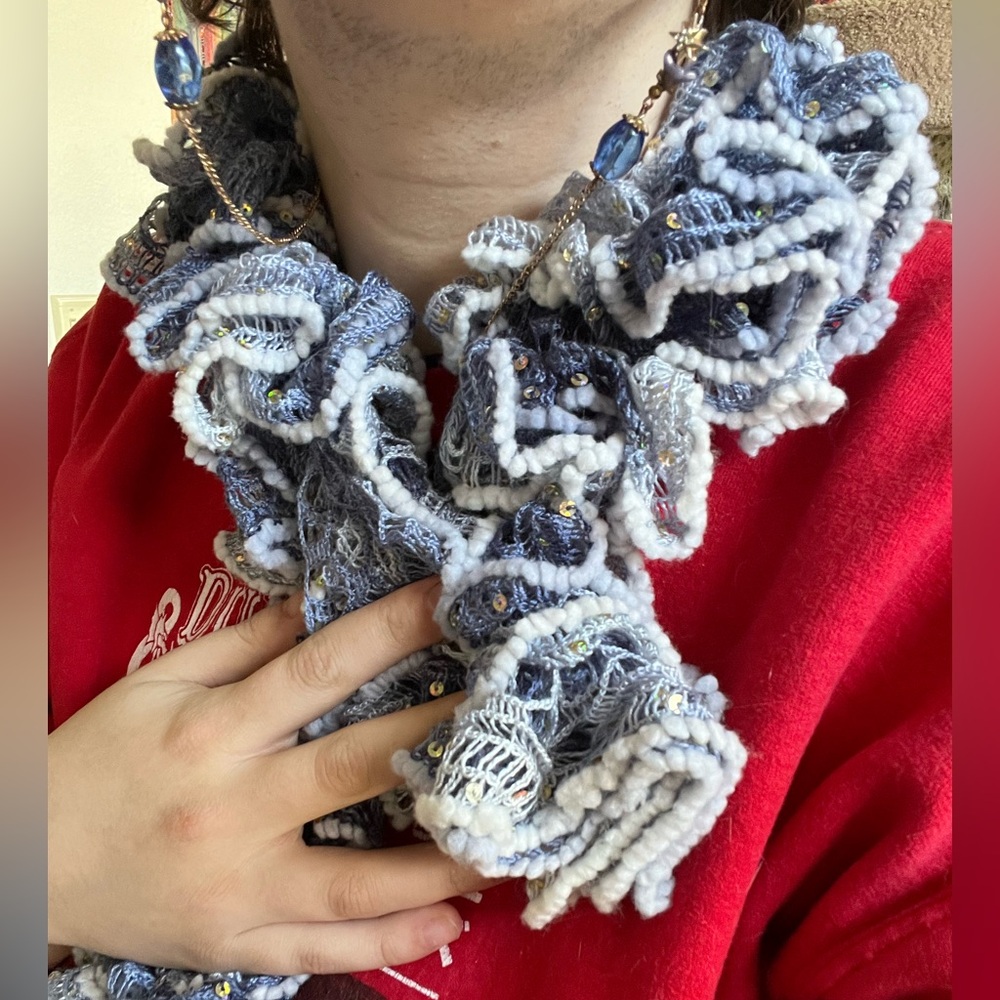 Handmade ruffle wrap scarf
